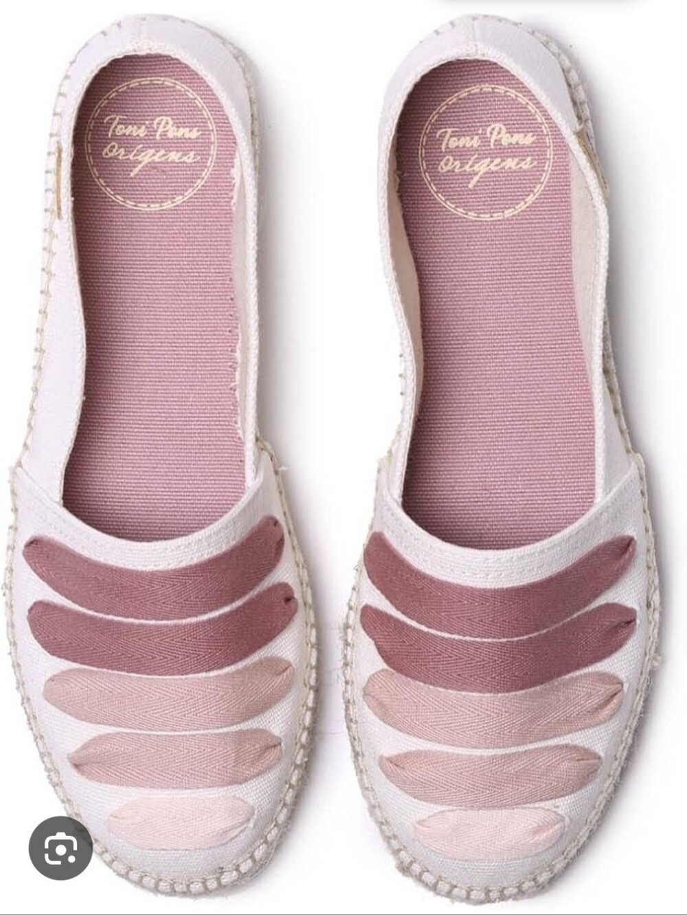 Toni Pons Canvas Rose Striped Espadrille Flat Sandal size 39/8.5